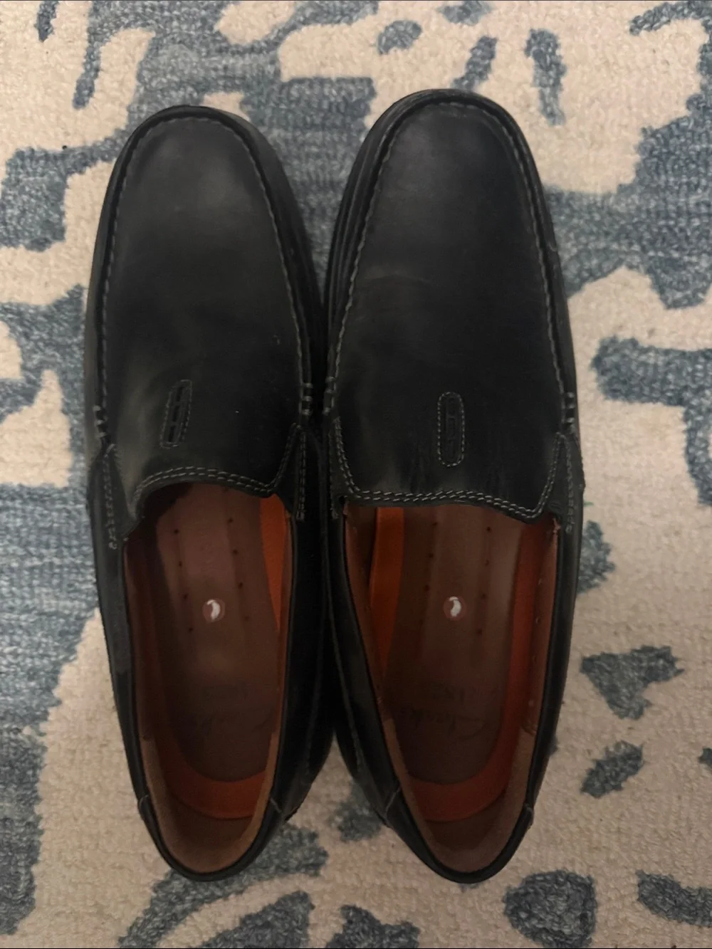 Men's Black Leather Slip-On Clark Dress Loafers